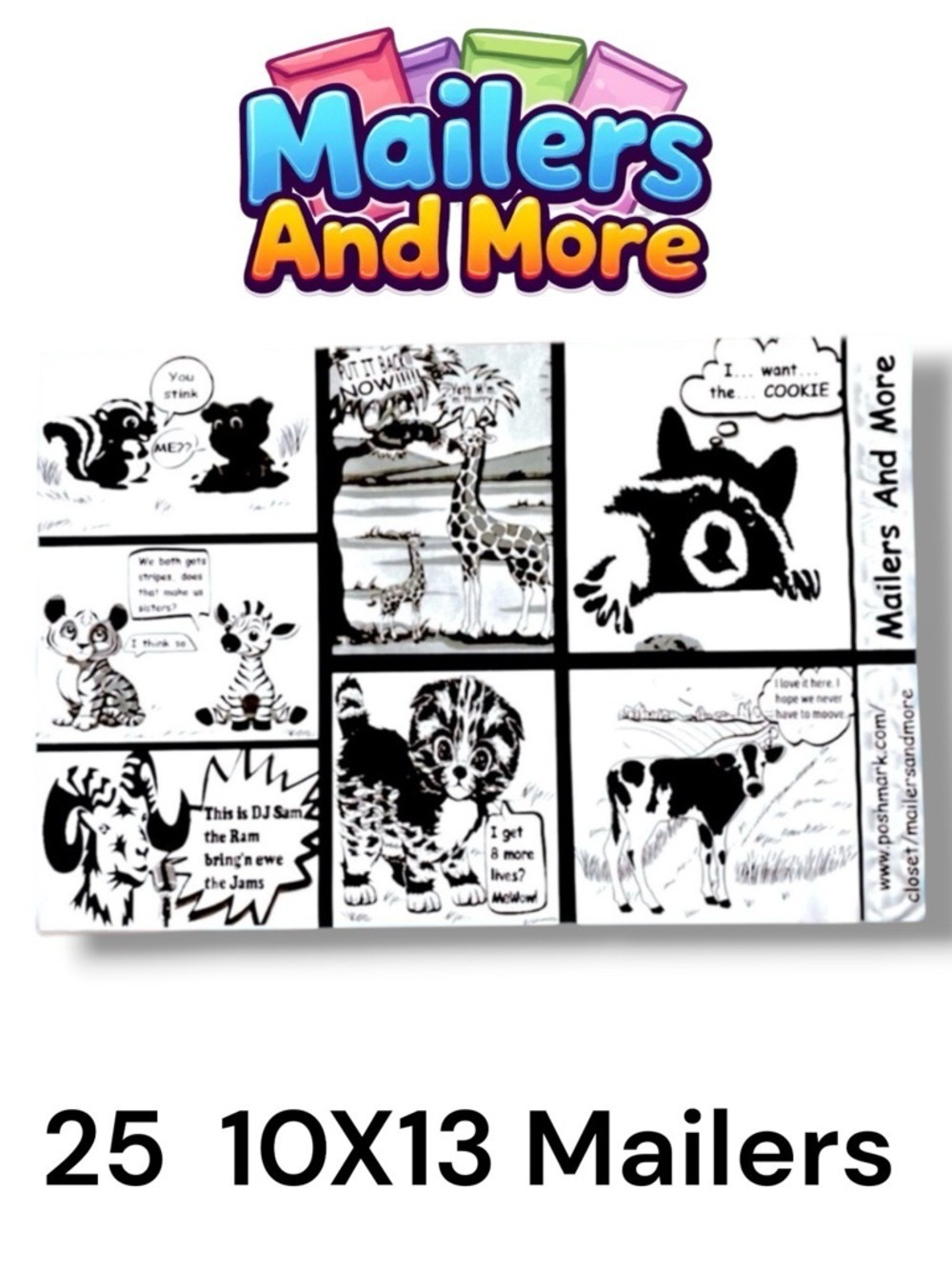 25 10X13 Comic Strip Poly Mailers, Shipping Envelopes PRICE IS FIRM